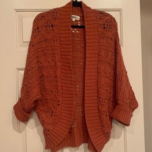 Rust Open-Knit Cardigan
